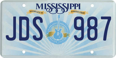 MS license plate JDS987