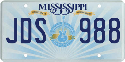 MS license plate JDS988