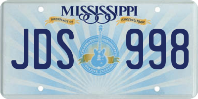 MS license plate JDS998