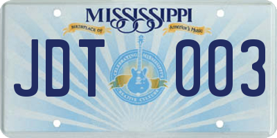 MS license plate JDT003