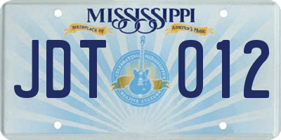MS license plate JDT012