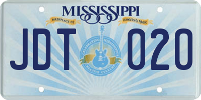 MS license plate JDT020