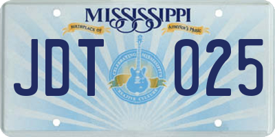 MS license plate JDT025