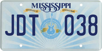 MS license plate JDT038