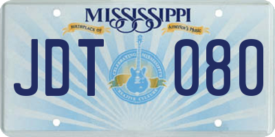 MS license plate JDT080