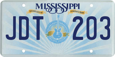 MS license plate JDT203