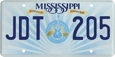 MS license plate JDT205