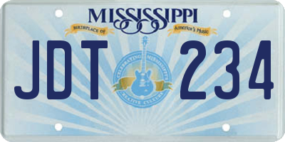MS license plate JDT234