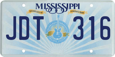 MS license plate JDT316