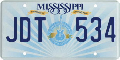 MS license plate JDT534