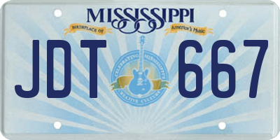 MS license plate JDT667