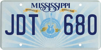 MS license plate JDT680