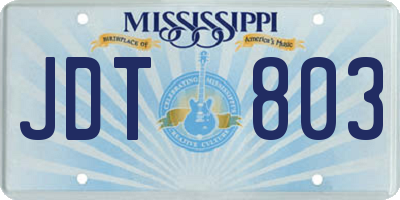 MS license plate JDT803