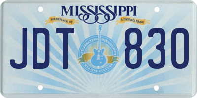 MS license plate JDT830