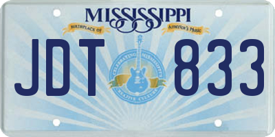 MS license plate JDT833