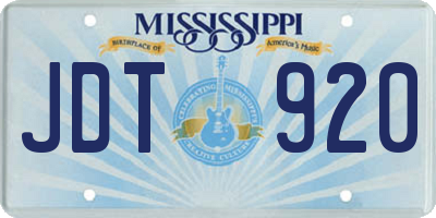MS license plate JDT920