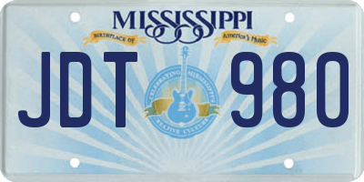 MS license plate JDT980
