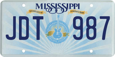 MS license plate JDT987