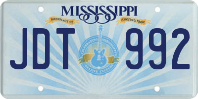 MS license plate JDT992