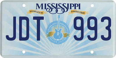 MS license plate JDT993