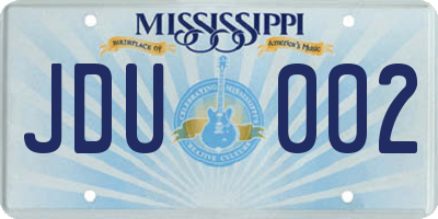 MS license plate JDU002