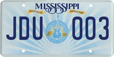 MS license plate JDU003