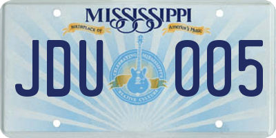 MS license plate JDU005