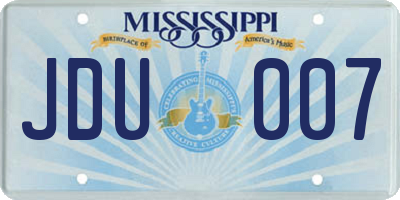 MS license plate JDU007