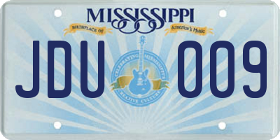 MS license plate JDU009