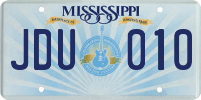 MS license plate JDU010