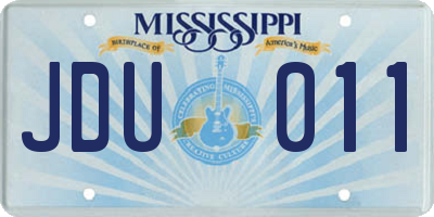 MS license plate JDU011