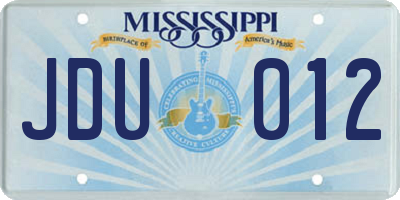 MS license plate JDU012
