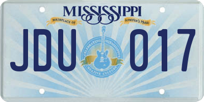 MS license plate JDU017