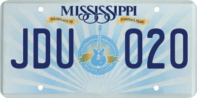 MS license plate JDU020