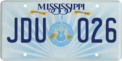 MS license plate JDU026