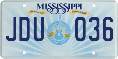 MS license plate JDU036