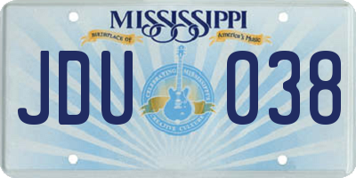 MS license plate JDU038