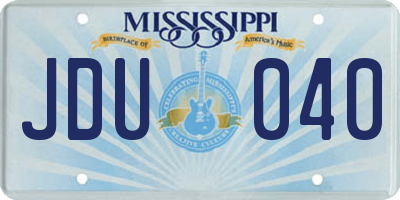 MS license plate JDU040