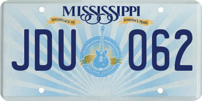 MS license plate JDU062