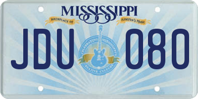 MS license plate JDU080
