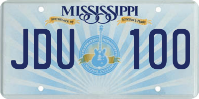 MS license plate JDU100