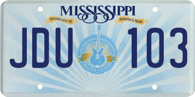 MS license plate JDU103