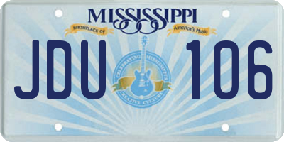 MS license plate JDU106