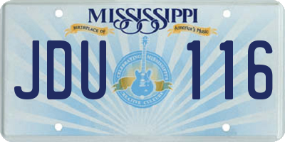 MS license plate JDU116