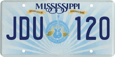 MS license plate JDU120