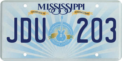 MS license plate JDU203