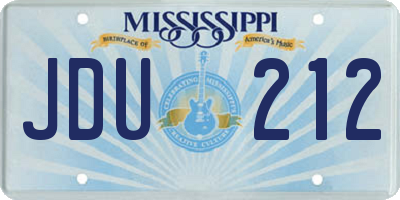 MS license plate JDU212