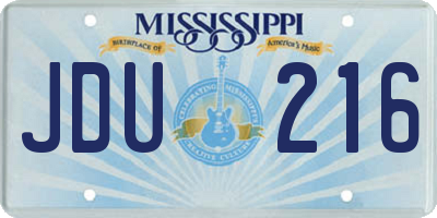 MS license plate JDU216
