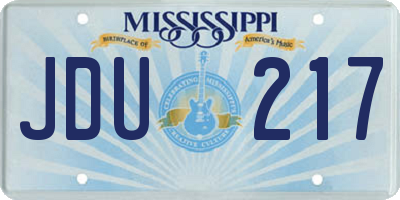 MS license plate JDU217