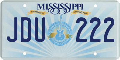 MS license plate JDU222
